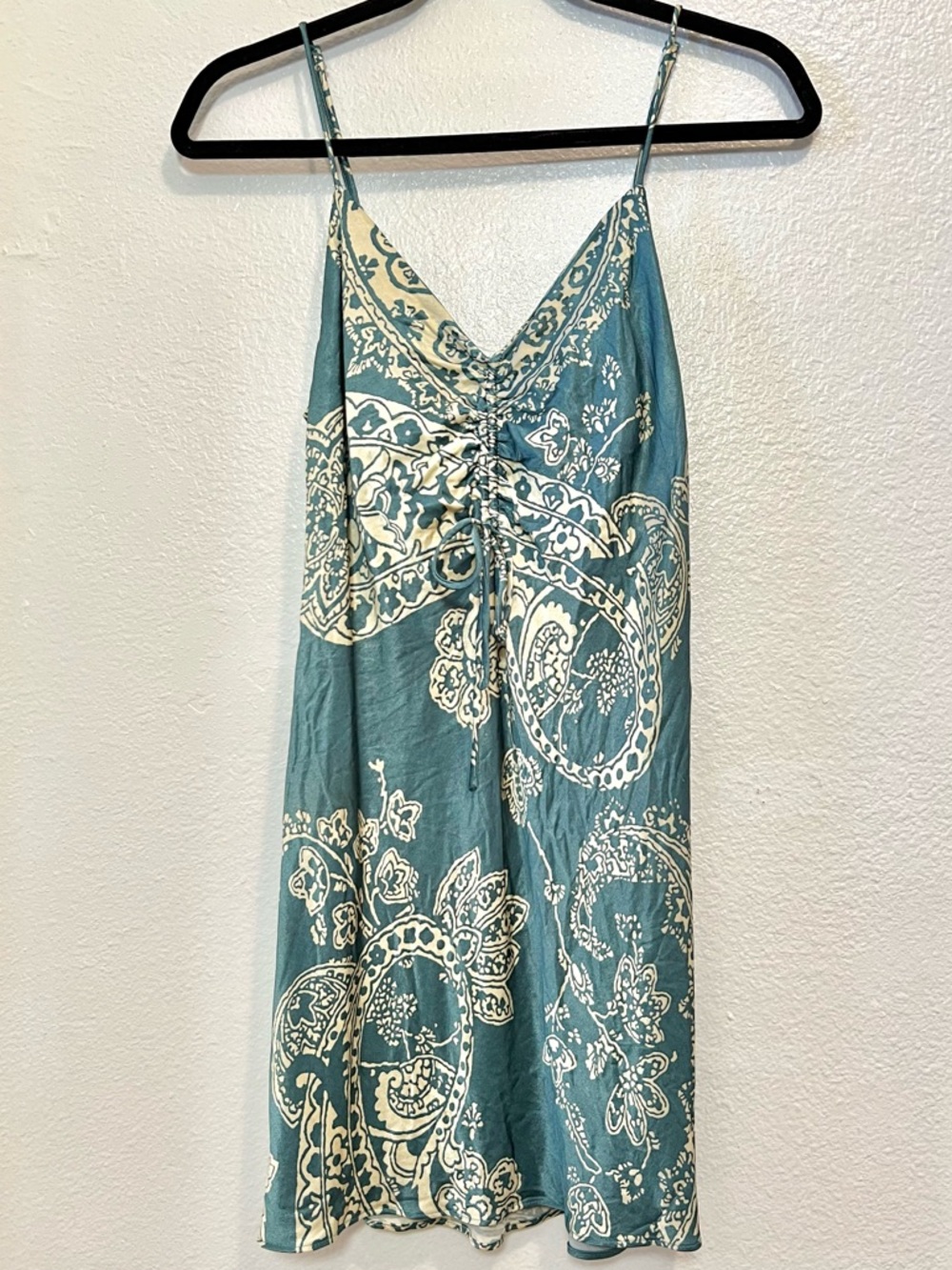 Zara Satin Slip Mini Dress Paisley Small Boho Vintage Y2K